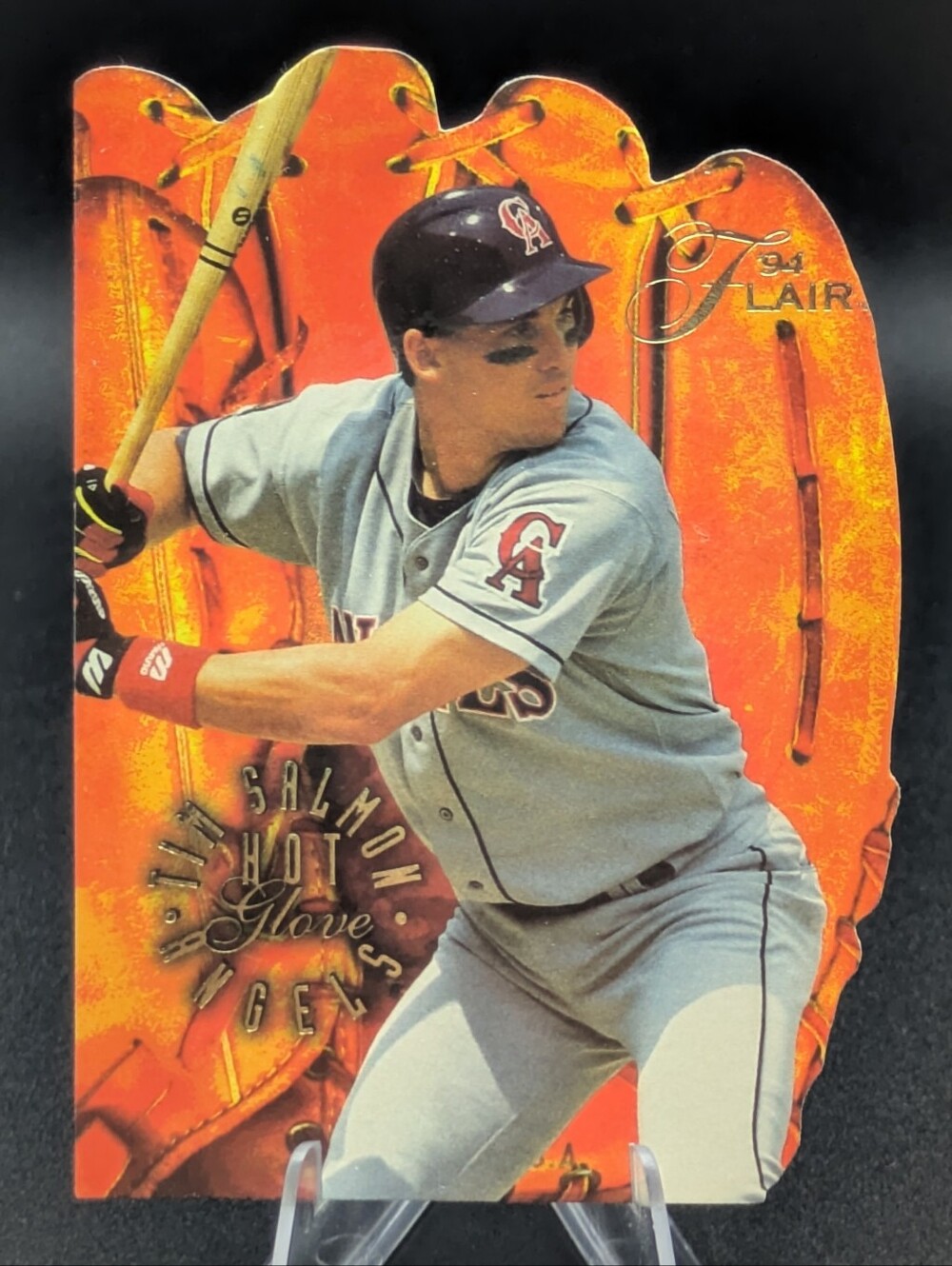 1994 Flair Hot Gloves Tim Salmon California Angels #9 Die-Cut Glove Shape Insert